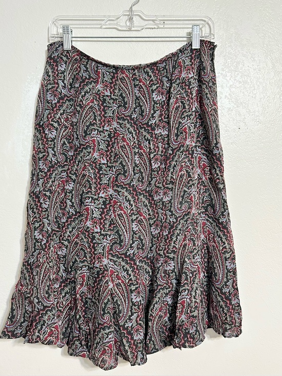 Harold's Dresses & Skirts - VTG Silk Paisley Midi Skirt Ruffle Fairy Grunge Earthy Boho Festival